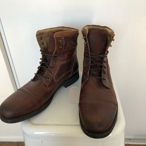 ALDO Brown Leather Lace Up Boots